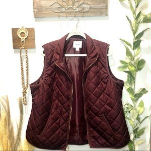 Old Navy Burgundy/Maroon Quilted Puffer Vest